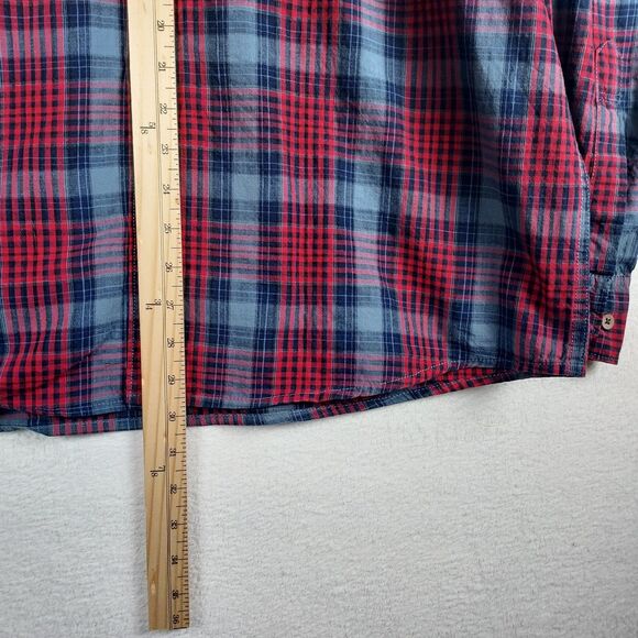 Richlook XXL 44 Plaid Casual Shirt Red Grey Blue Button Front Long Sleeve - Picture 4 of 9